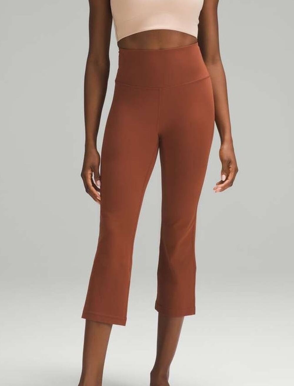 Lululemon Groove Super High Rise Flare Pants Crop Size 6 Terracotta Brown Yoga